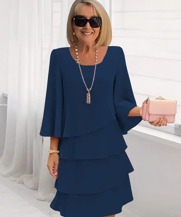 Élise – Vestido elegante fluido com volantes
