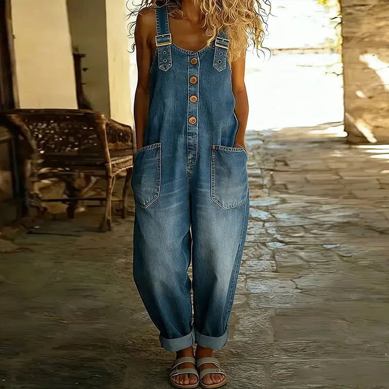 Mae™ | Salopette vintage em algodão suave com efeito denim