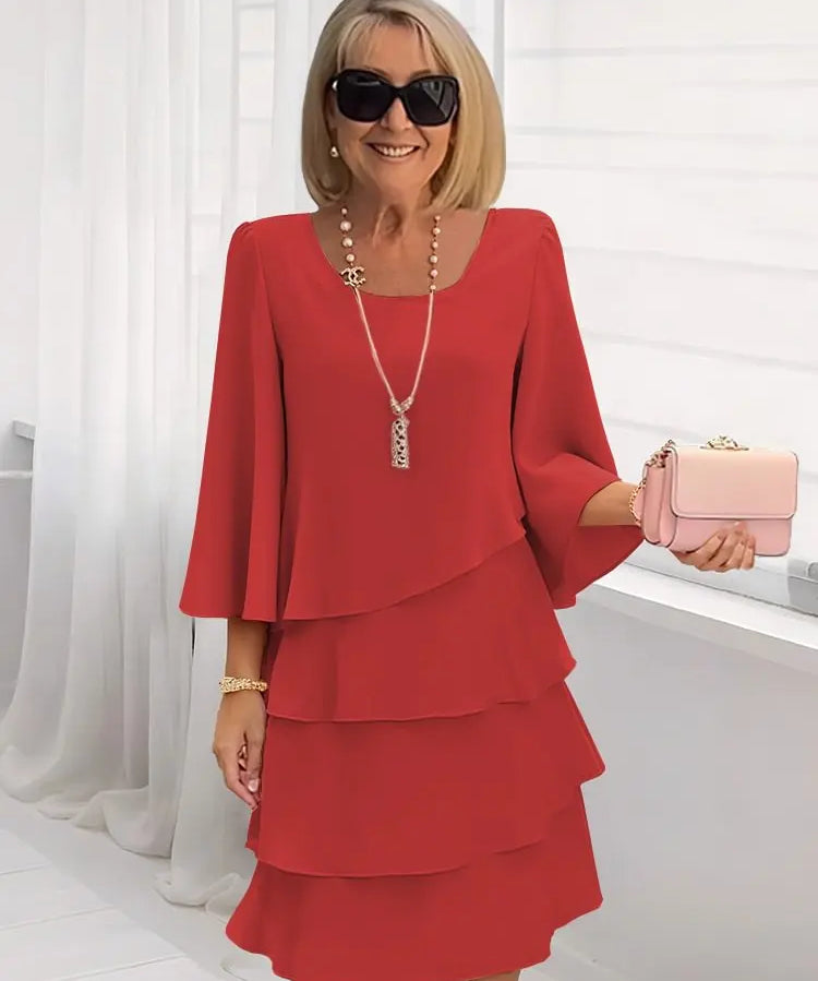 Élise – Vestido elegante fluido com volantes
