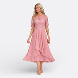 Mariana - Vestido de Renda com Manga Curta