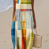 Eva - Vestido Midi Geométrico Colorido