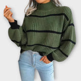 Chavala - Pullover de Gola Alta com Risca