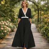 Mila™ | Vestido Maxi com Decote em V Fluido