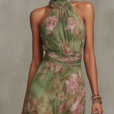 Livia - Elegante Maxi Vestido Halter com Flores
