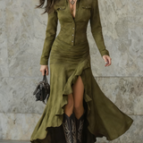 Ana - Vestido Longo Retro Castanho