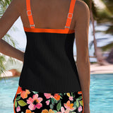 Frederica | Conjunto Tankini com Calções às Riscas