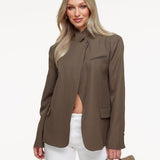 Blazer de Botão Alto Verde Exército