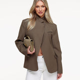 Blazer de Botão Alto Verde Exército