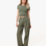 Calças Exército Groene O&K com Pés Largos - Broek