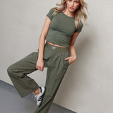 Calças Exército Groene O&K com Pés Largos - Broek