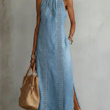 Julia™ | Vestido de denim com rendas retro