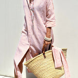 Marta | Vestido Camisa Listrado Atemporal com Conforto Elegante