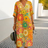 Rita | Vestido Midi Floral Vibrante