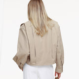 Trench Beje com Mangas Ballon Curtas - Casaco