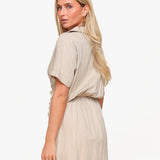 Bege Petite Linnen SS - Vestido