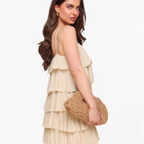 Vestido Listrado Bege
