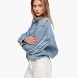 Casaco Bomber em Denim Azul