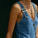 Vera™ | Vestido longo em denim com botões