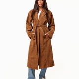Camel Lange Faux Suede - Jas