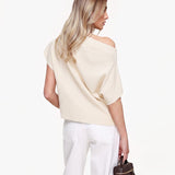Creme Gebreide One Shoulder - Top