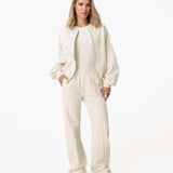 Calças de Jogging Creme de Pernas Largas