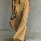 Paula - Maxi vestido com gola reversível de manga longa
