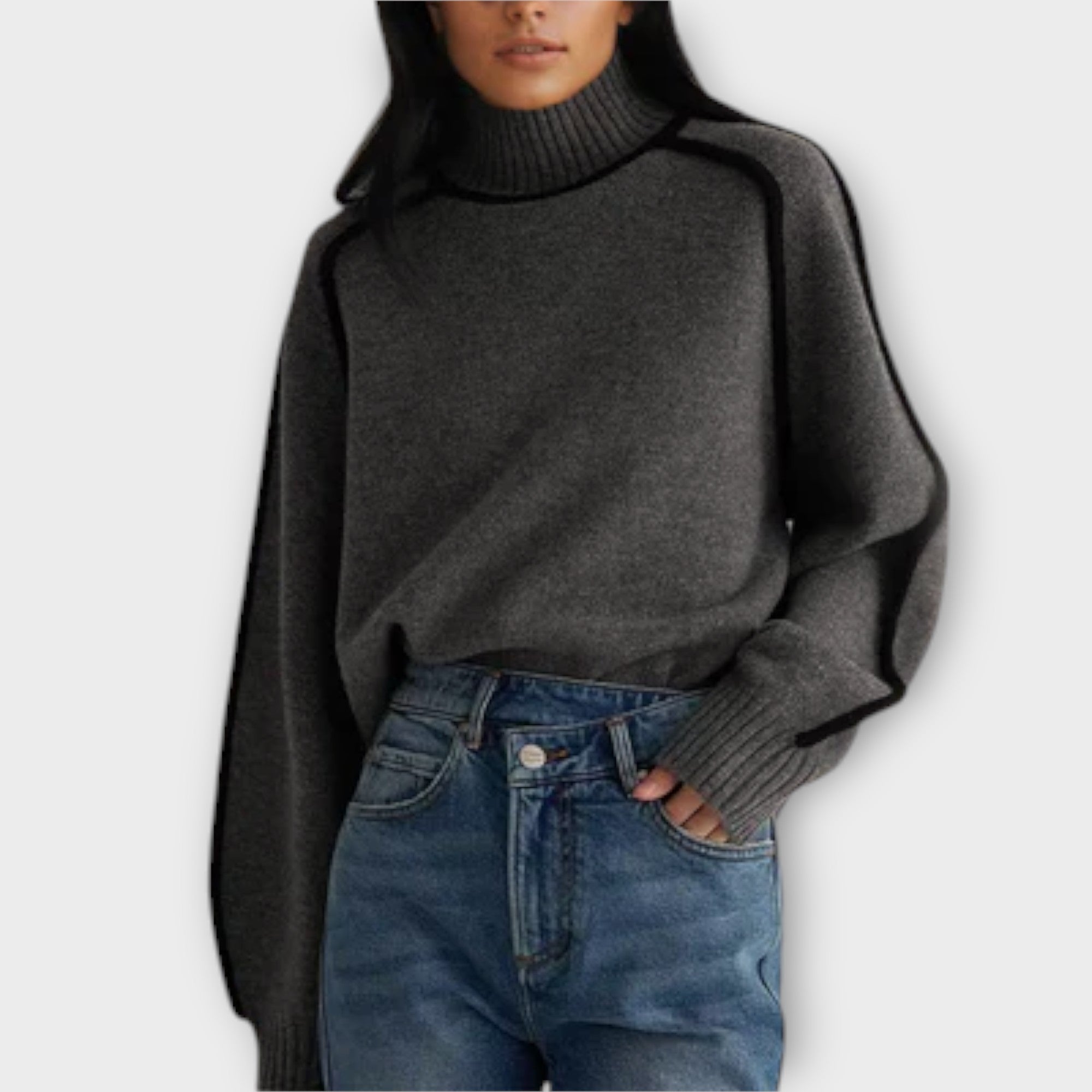 Emilie - Sweater de Gola Alta Sofisticado e Elegante