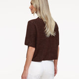 Cardigan Castanho Escuro com Mangas 3/4