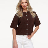 Cardigan Castanho Escuro com Mangas 3/4