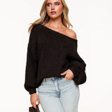 Pulôver de Lã Canela Escura - Off Shoulder