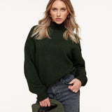 Pullover Verde Escuro + Casaco de Couro PU Verde Escuro - Conjunto