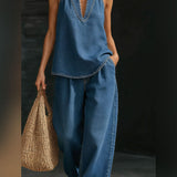 Sandra - Conjunto Col Halter Jeans