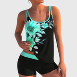 Flor – Tankini floral com calções, efeito ventre plano