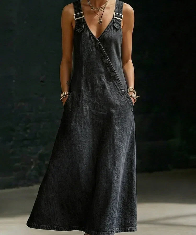 Vera™ | Vestido longo em denim com botões