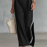 Vestido Maxi de Moletão com Gola de Botão
