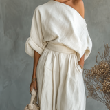 Conjunto de Linho Off-Shoulder