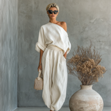 Conjunto de Linho Off-Shoulder