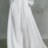 Vestido Maxi de Linho com Patchwork e Gola Alta