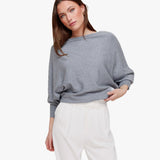 Camisola Cinza de Malha com 2 Lados e Mangas 3/4