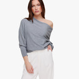 Camisola Cinza de Malha com 2 Lados e Mangas 3/4
