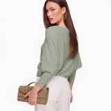 Top de Malha Verde com 2 Lados e Mangas 3/4
