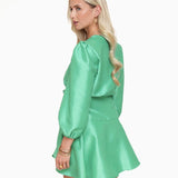 Vestido de Tafetá Verde com Mangas Bufantes