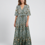 Élodie – Vestido longo floral com decote em V