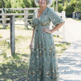 Élodie – Vestido longo floral com decote em V