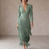 Chiara | Vestido Elegante com Mangas de Franja