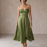 Liora | Vestido Midi Elegante Sem Alças