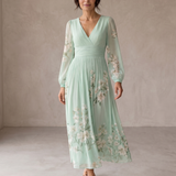 Cisella | Vestido midi verde claro floral