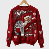 Stefany | Sweater felpudo com gato para a época festiva