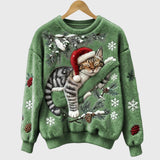 Stefany | Sweater felpudo com gato para a época festiva