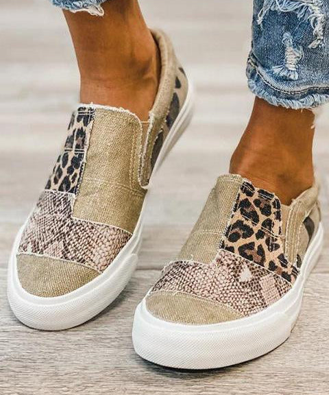 Mocassins Lona Leopardo Mulher | Estampado Animal Verão